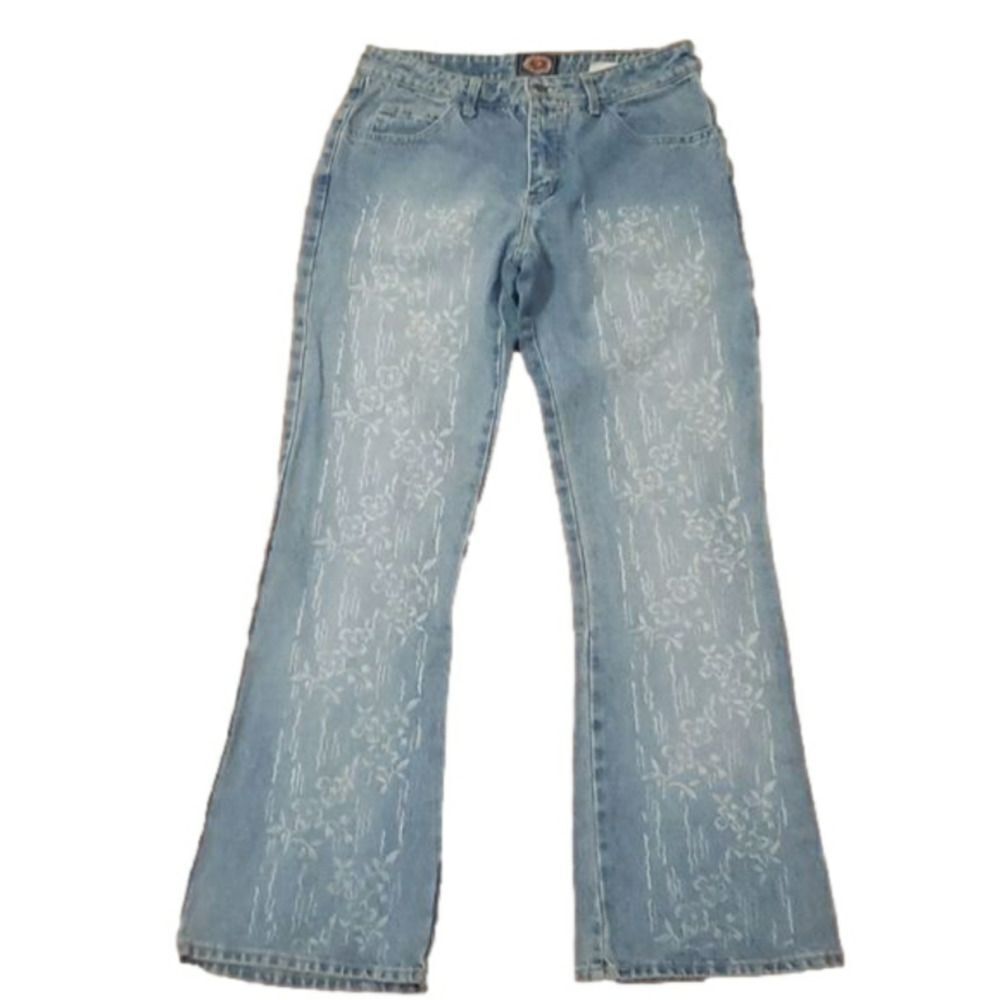 Paris Blues Vintage Floral Bleached Light‎ Wash Jeans Size 11 Great Shape